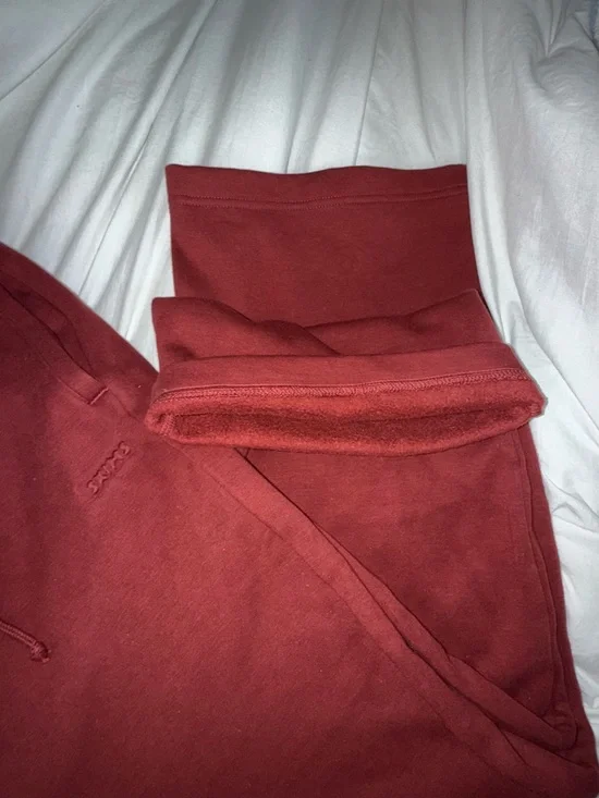 NWT SKIMS Fleece Classic Cotton Straight Leg Pant Merlot L - Picture 6 of 8